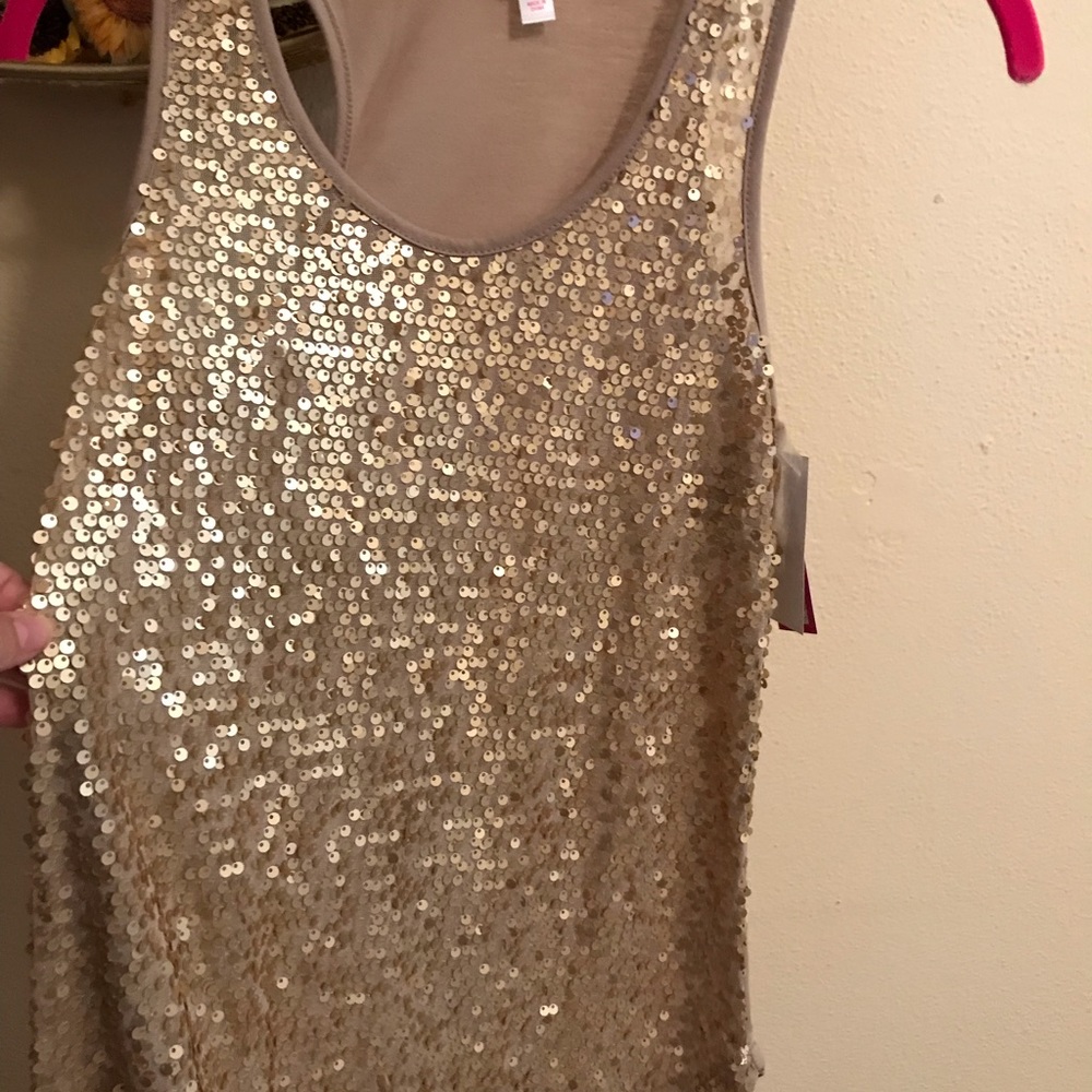 Gold sequin tank top